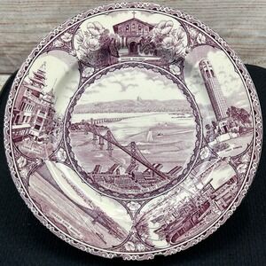 Vintage Adams England San Francisco Souvenir Transferware Plate Mulberry 10.5in